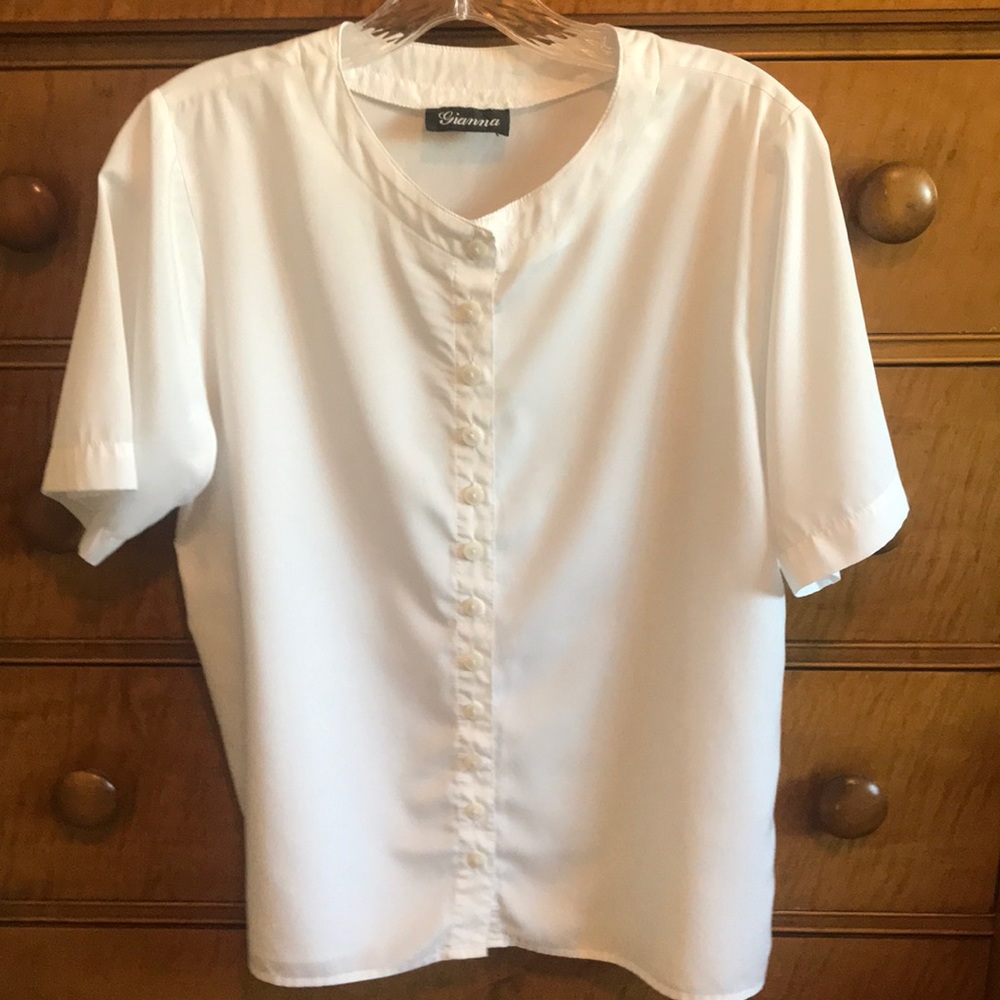 Gianna sheer shirt sleeve button down blouse